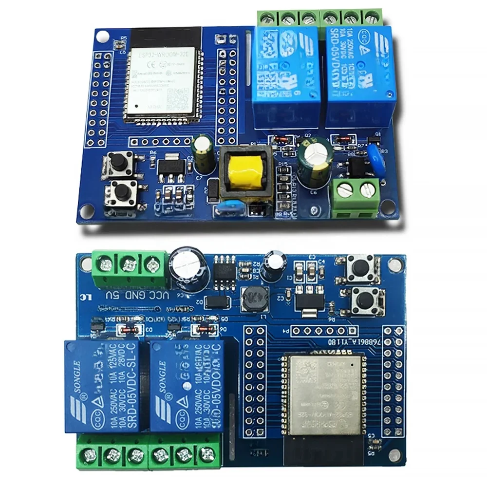 ESP32 Dual-Kanal WLAN Bluetooth Relaismodul DC5-60V /AC220V ESP32-Entwicklungsboard Arduino Stromversorgung