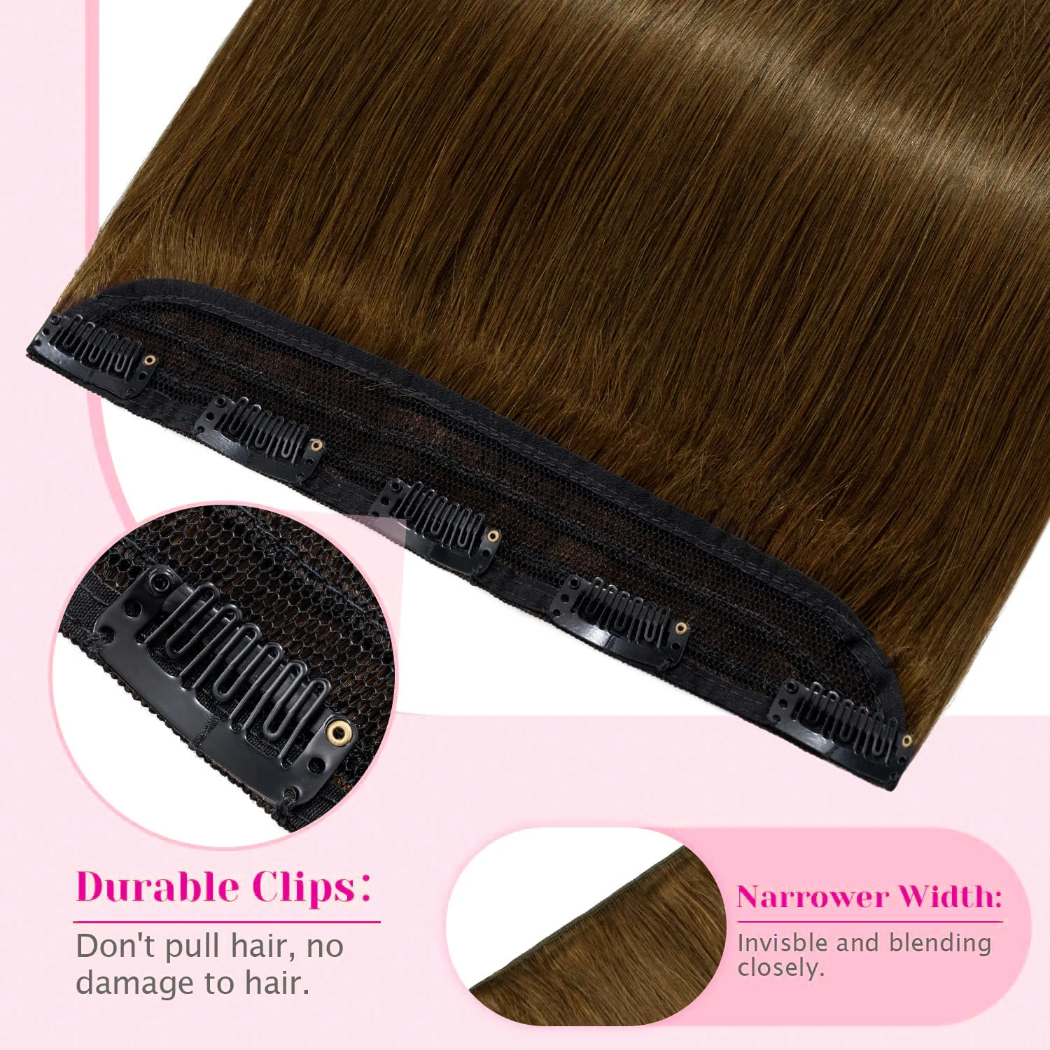 3/4 Full Head One-Piece Clip Ins Medium Brown Straight Human Hair Clip In Hair Extensions 100G/Pc Brazilian Human Hair Extension