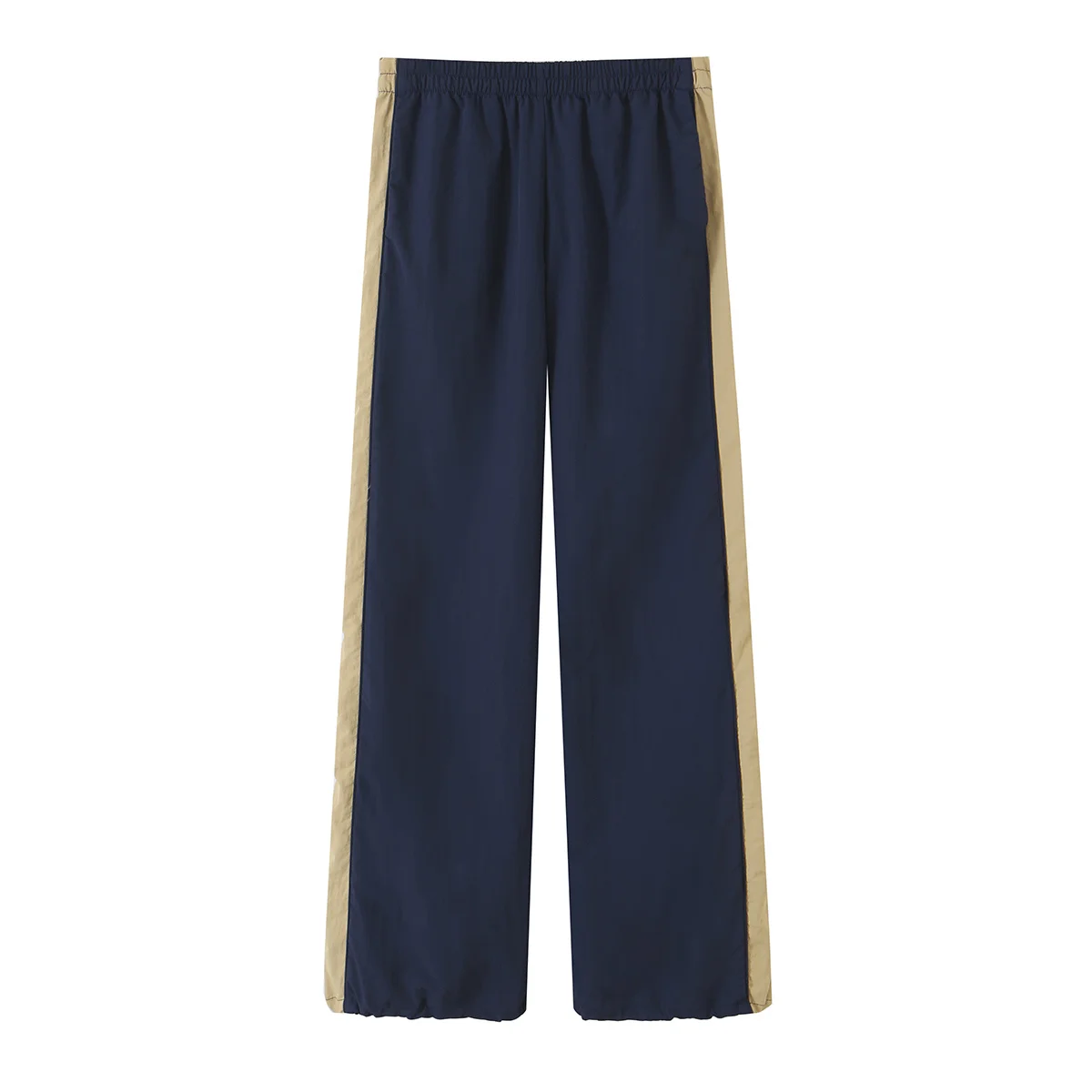 HH Casual Dames Patchwork Nylon Trainingspak Lente Herfst Hoge Hals Trekkoord Taille Losse Jas+Broek met zijstrepen