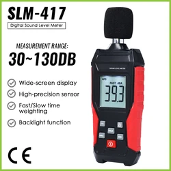 Digital Sound Level Noise Meter 30~130dB Wide-screen Display High-precision Sensor Data Hold Function School Factory Cinema Mall