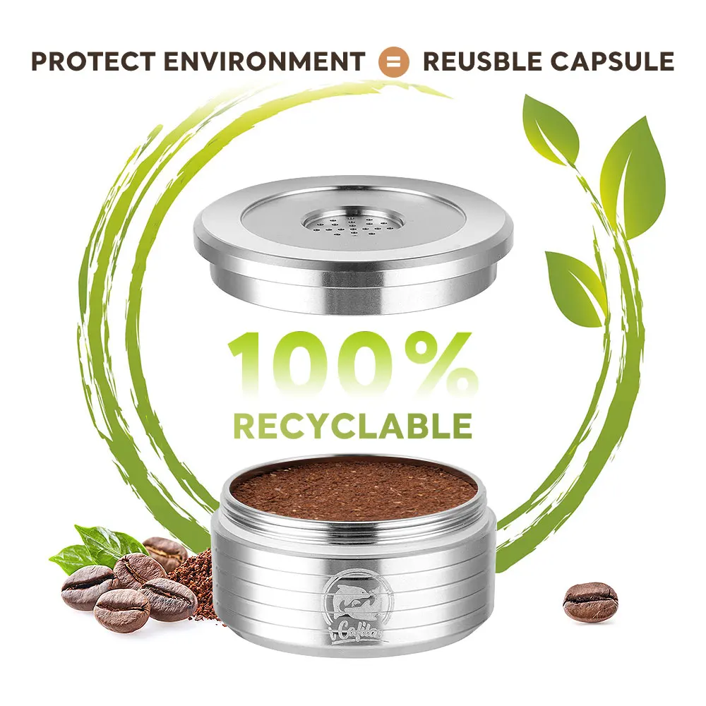 ICafilas Stainless Steel Reusable Coffee Capsule Refillable Coffee Capsules Cup Filter For Delta Q Machine