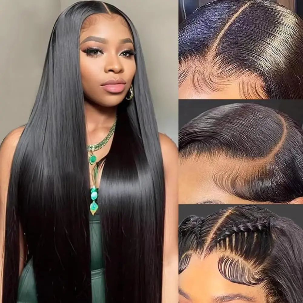 

40Inch HD Transparent 13x6 Straight Wave Lace Front Wig Pre Plucked 13x4 Wigs Lace Frontal Wig Human Hair Wig For Brazilia Women