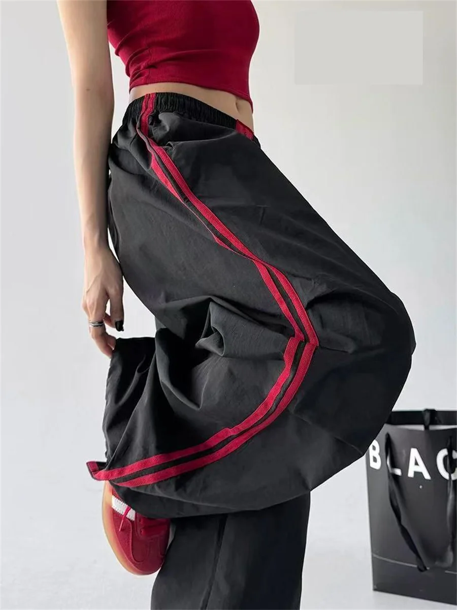 Women Cargo Loose Joggers Pants Vintage Streetwear Hip Hop Y2k Baggy Wide Leg Sweatpants Harajuku Casual Pocket Fashion Trousers