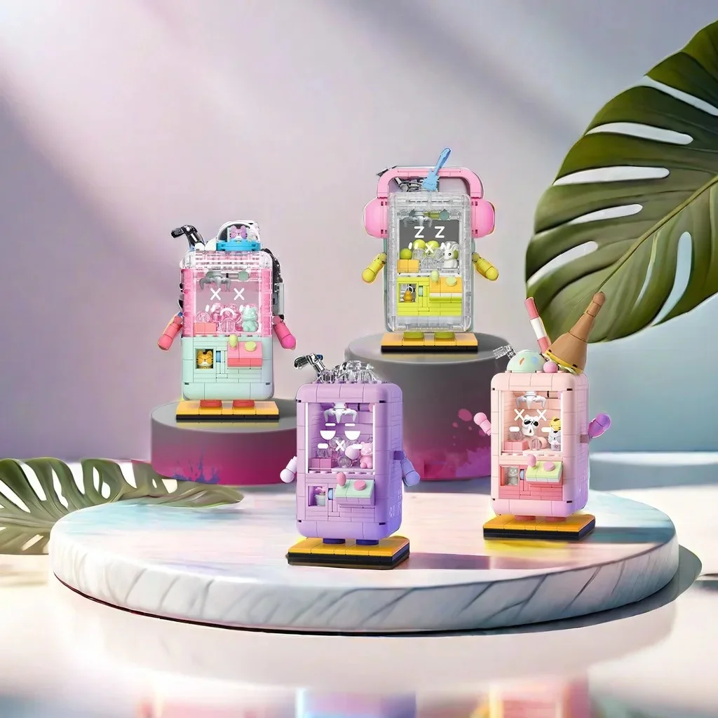 Modèle de jouet de bloc de construction de machine de grue, arrière-plans, série ISE, boue de taro, glace, fraise, sundae