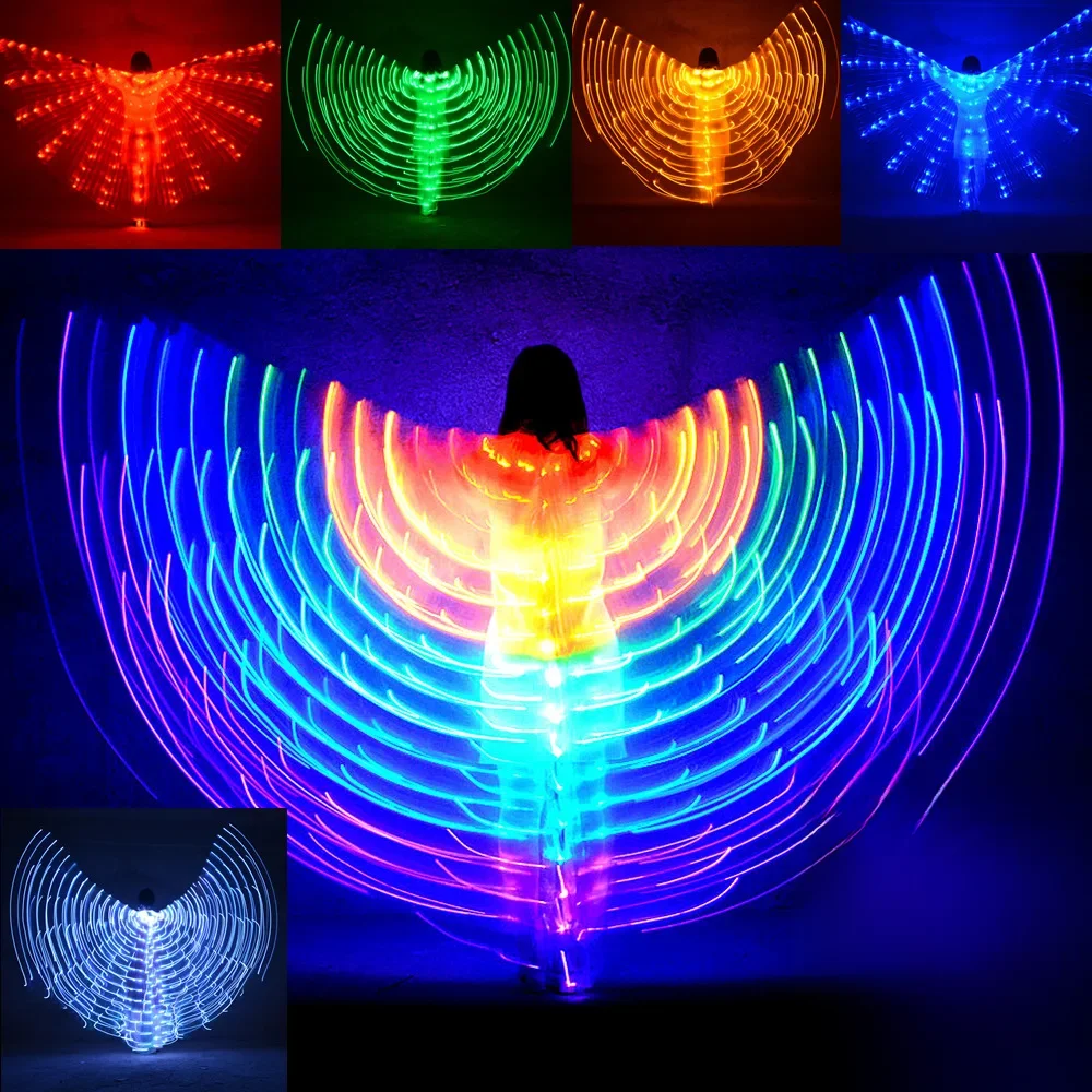 Taniec brzucha LED Wings występ dla dzieci fluorescencyjny motyl Isis Wings taniec brzucha Bellydance karnawałowe kostiumy Led pokazuje — zdjęcie 2