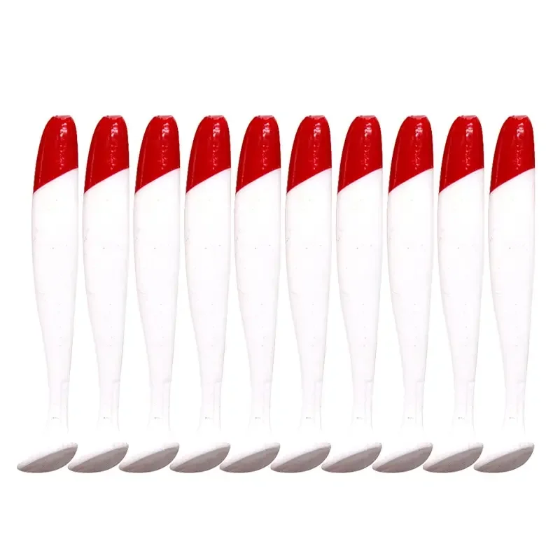 7cm 9cm 12cm 10 sztuk / worek T-tail Soft Bait Red Head White Bionic Bait Fishing Supplies — 2
