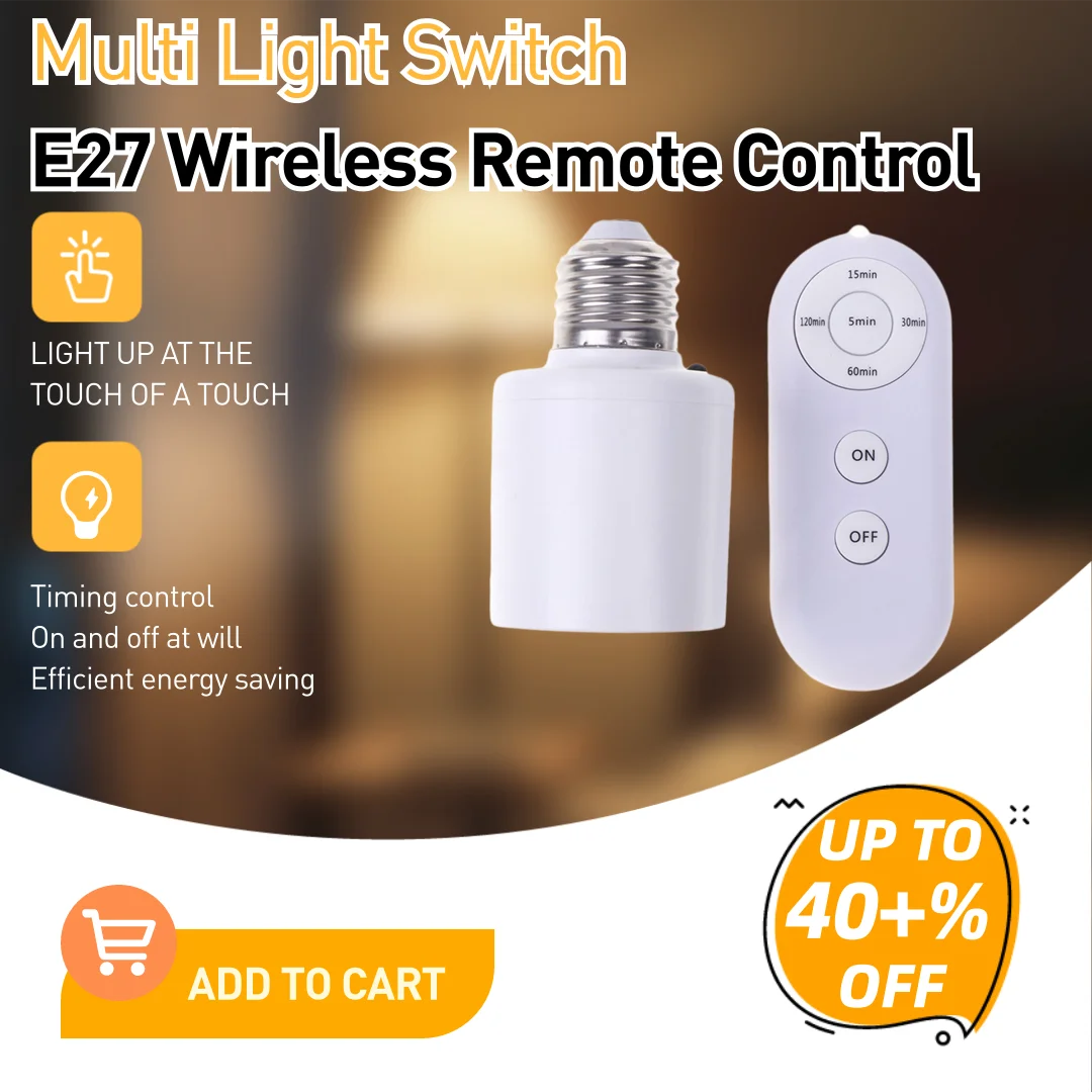 

E27 беспроводной пульт дистанционного управления, мультивыключатель света 220 В, умный таймер, держатель лампы для детской комнаты, спальни, подвала, внутреннего гаража