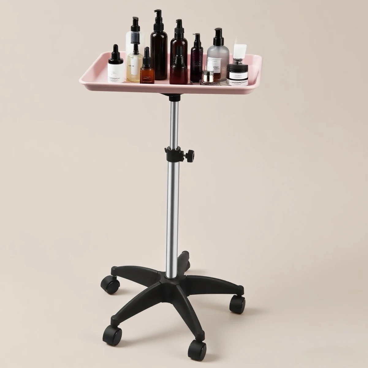 360 °   Chariot rotatif pour salon de beauté avec roulettes – Organisateur à hauteur réglable, chariot utilitaire pour salon ultime
