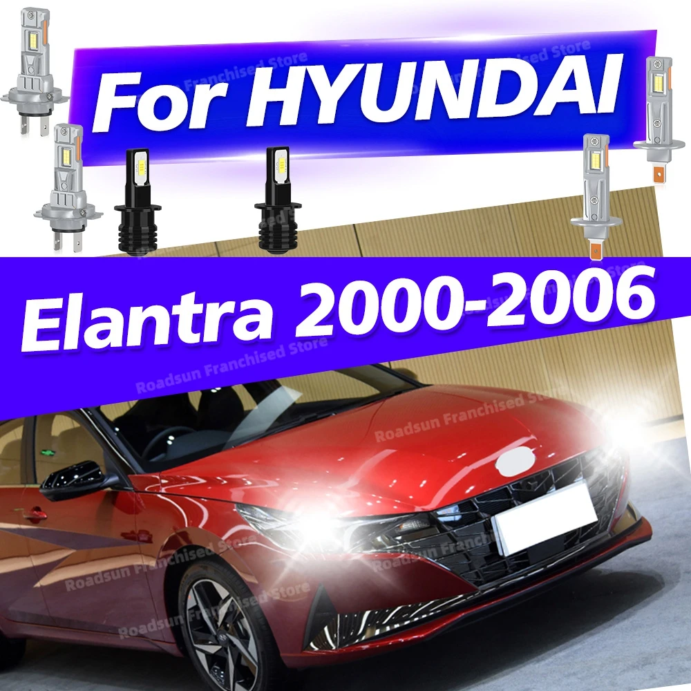 

2/6Pcs Headlamp FogLamps For HYUNDAI Elantra 2000 2001 2002 2003 2004 2005 2006 Car Front Headlights Fog Light Bulbs 12V LED Kit