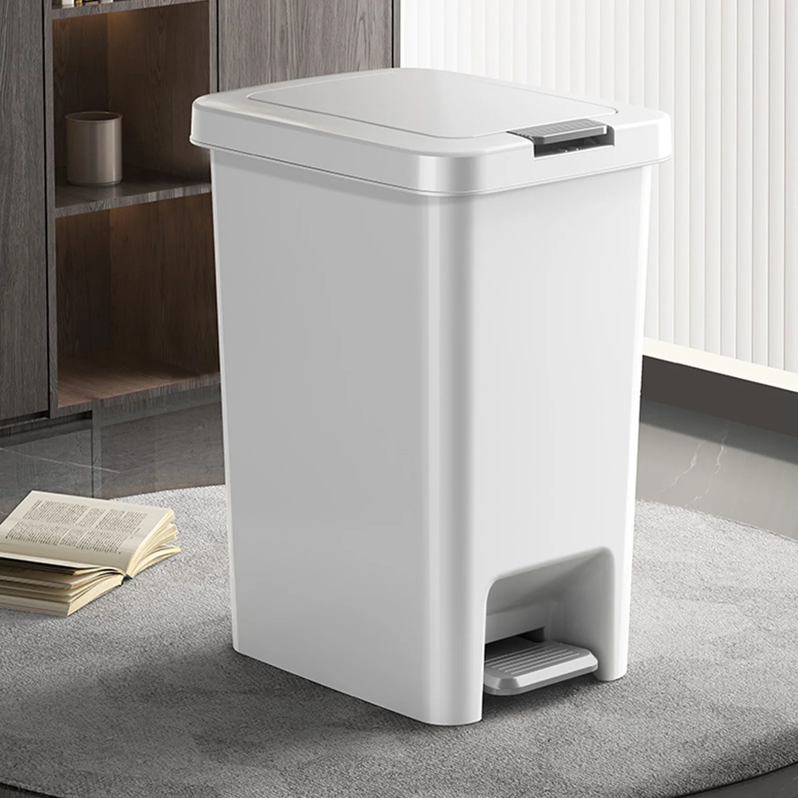 Abfallbehälter mit Klappdeckel, Pedalbehälter, großes Fassungsvermögen, 20 l, Mülleimer, modisches Haus für die Abfalltrennung im Haushalt