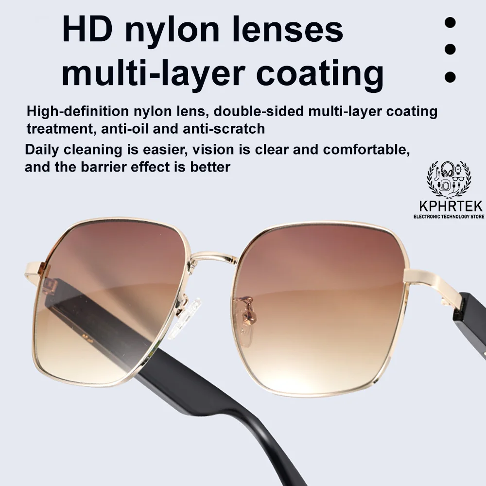 

Новые металлические солнцезащитные очки в большой оправе, солнцезащитные очки для вождения, защита от ультрафиолета 400, умная поддержка беспроводных звонков, быстрая зарядка