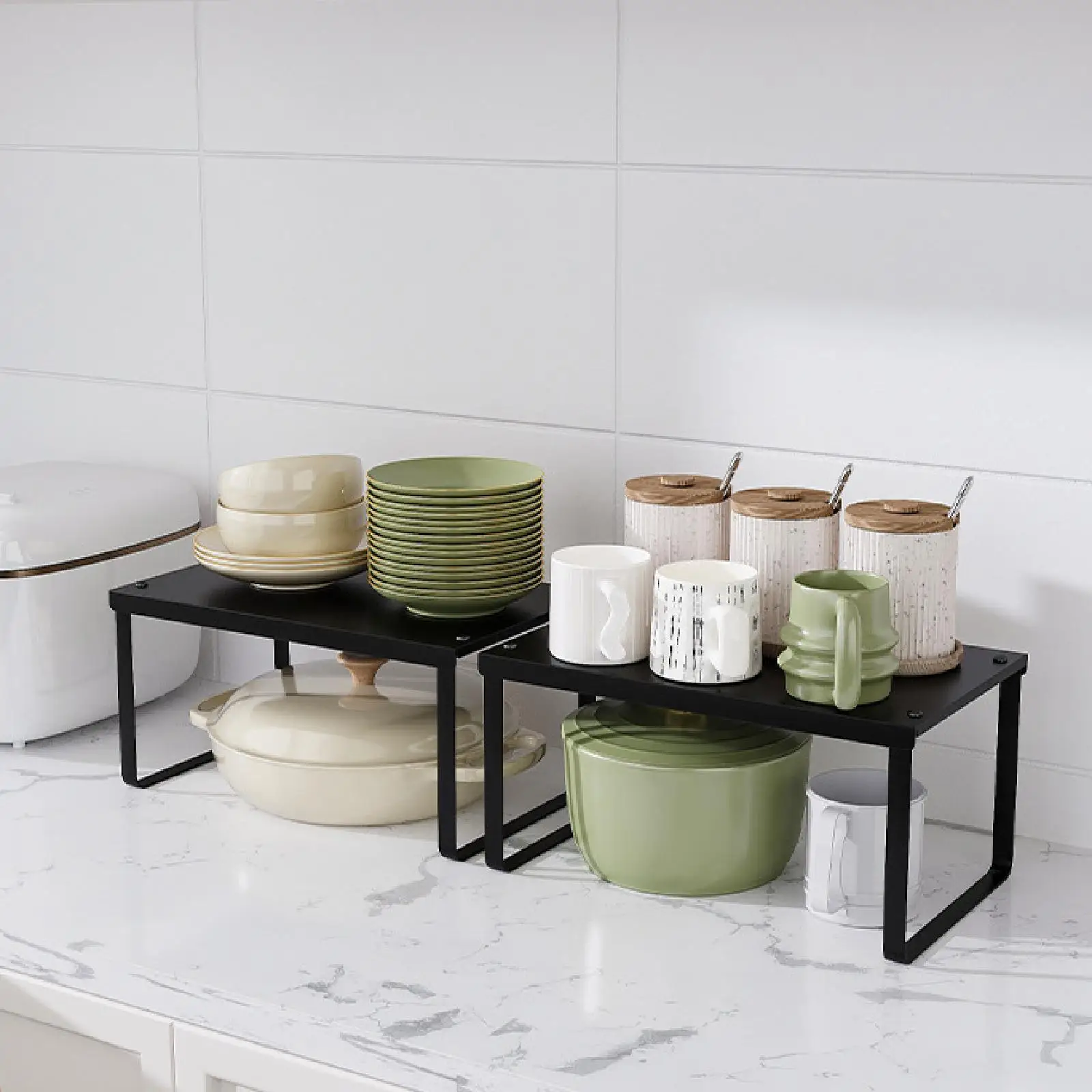Storage Rack Square Saving Counter Shelf Multipurpose Storage Shelf Kitchen Cabinet Shelf for Everywhere