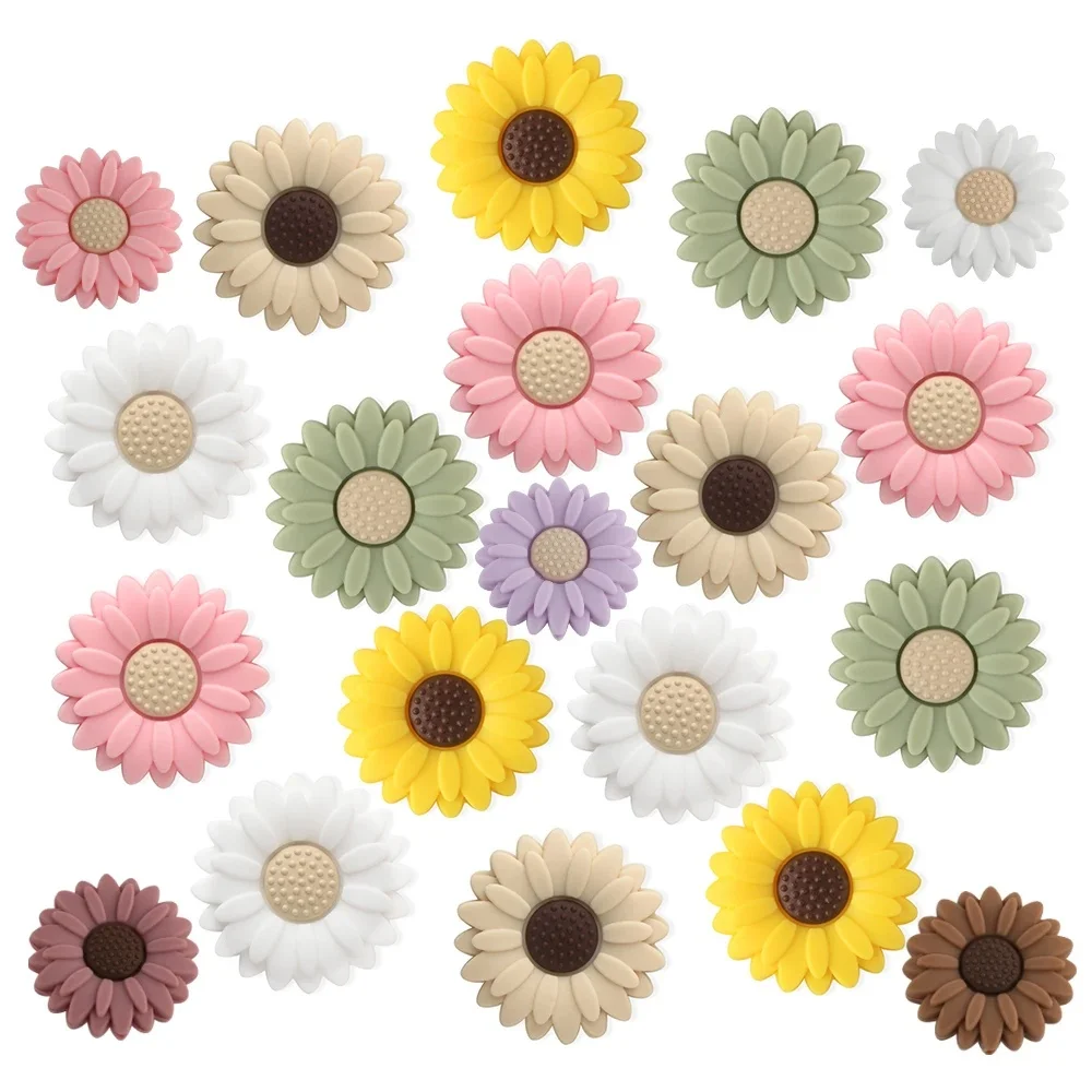 Sunrony 10pcs 20/30MM Nieuwe Bloem Siliconen Kralen Voor Sieraden Maken DIY Daisy Focus Beadable Pen Armband sleutelhanger Accessoires - afbeelding 2
