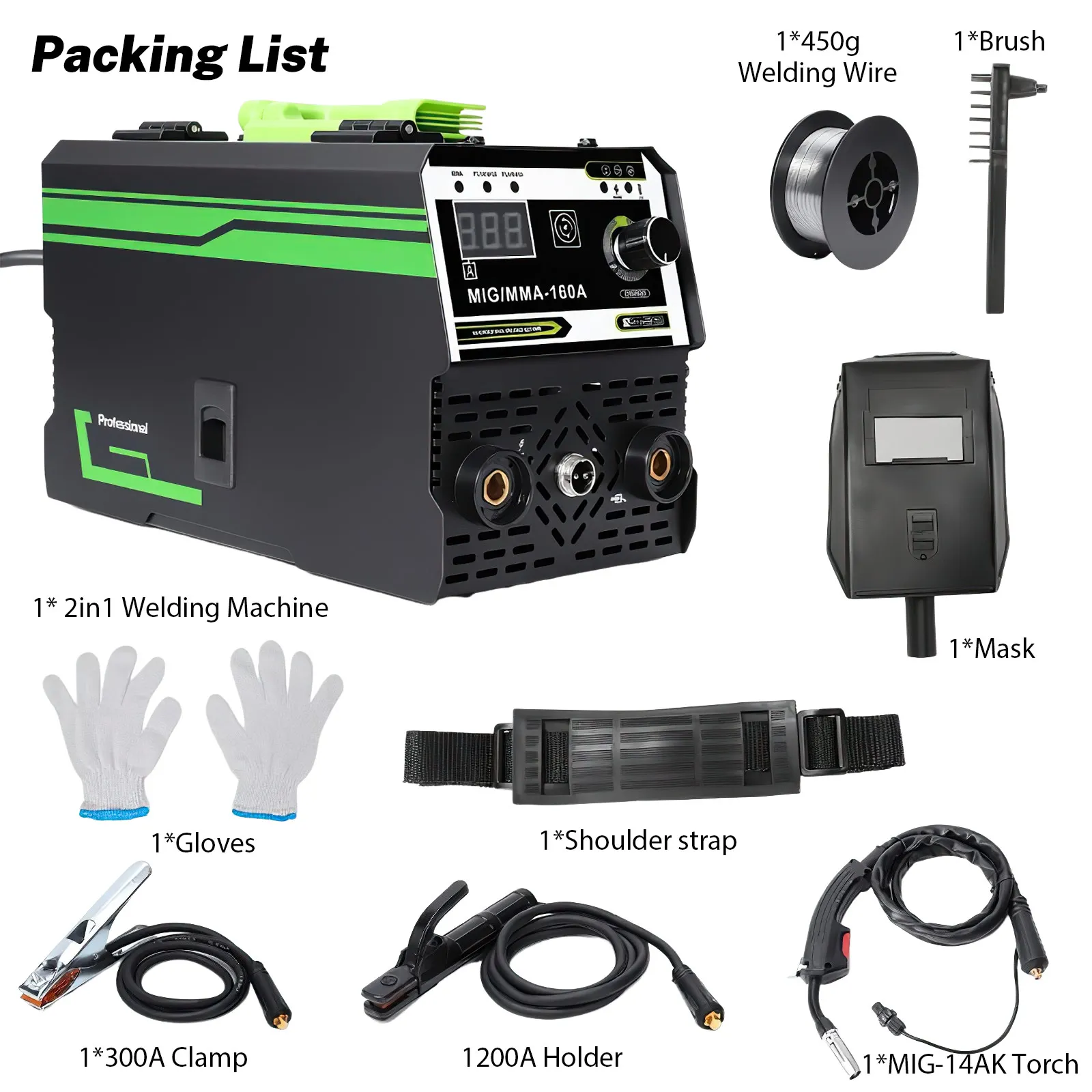 Mig Mma Lasmachine 220V Inverter Igbt Automatische Draadaanvoer Contactlassen Gasbooglassen