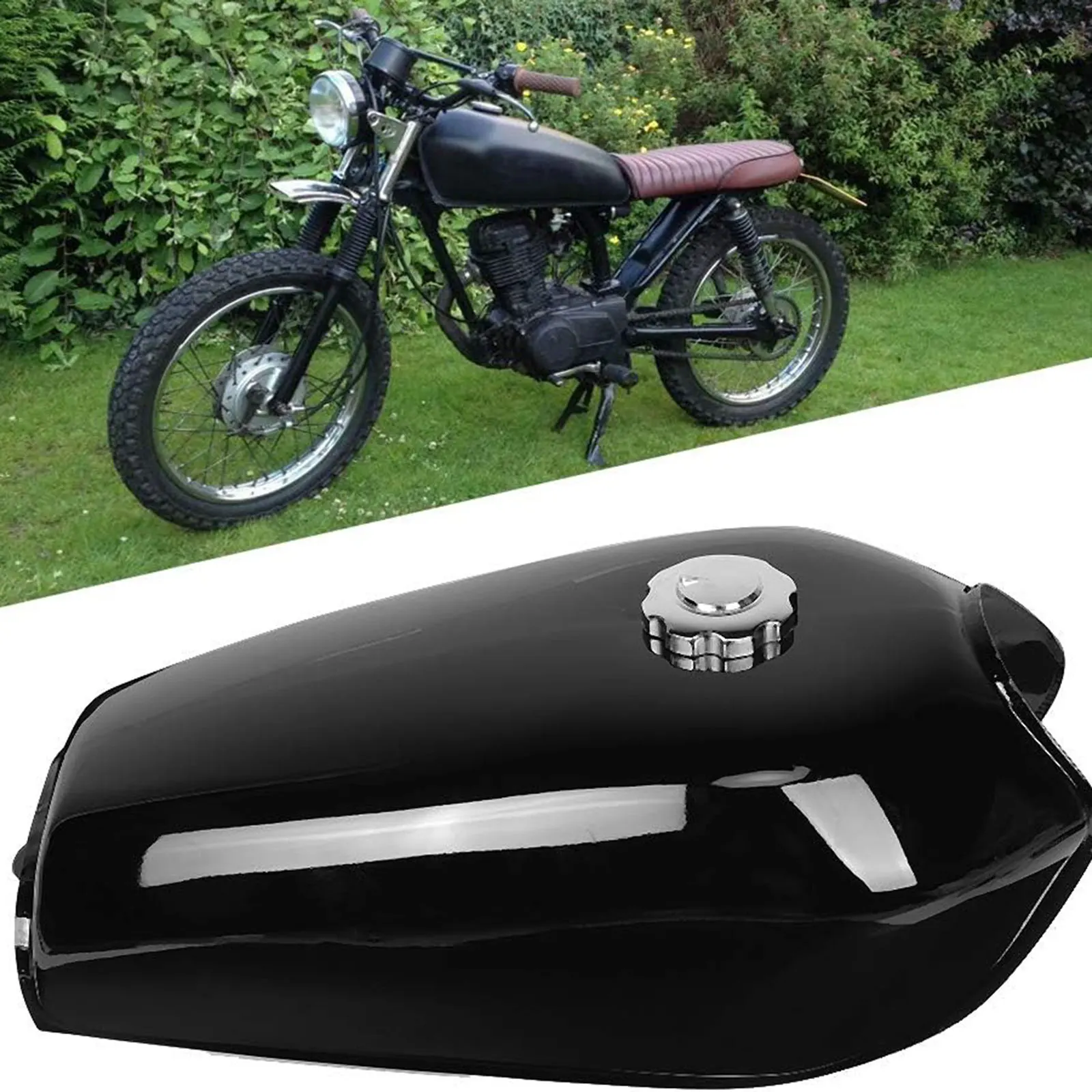 Long Term Shine Portable Premium Practical Fuel Motorcycle Universal Bright Black Retro Fuel Gas for CG125 Replace Parts Supplie
