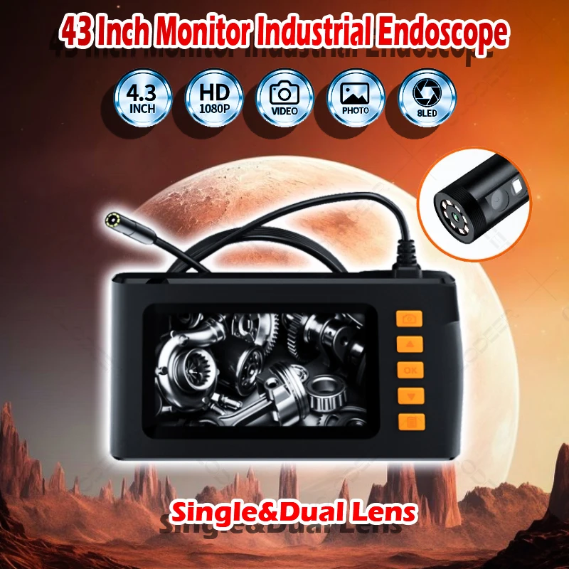 5.5/8Mm 4,3 Inch Dubbele Lens Video-Endoscoop Auto Boroscoop Stethoscoop Voor Auto-Inspectie Camera Apparaat Gereedschap Endoscoop