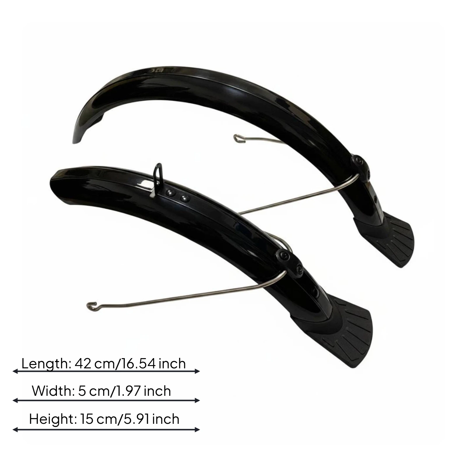 2 Pieces 16-Inch Bike Mudguards 5 Cm Wide Front and Rear Mudguards Metal Support Rods Bike Mudguard Fenders - view 6