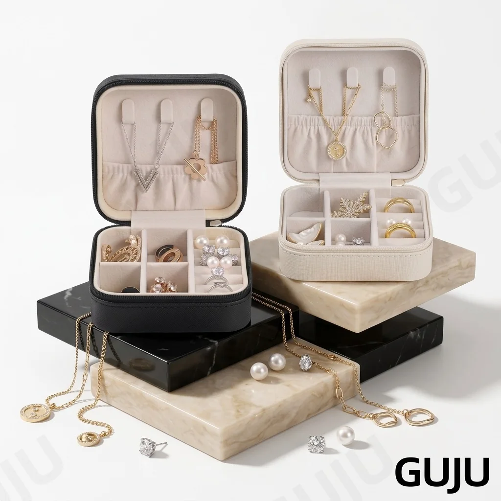 Travel Jewelry Case Mini Portable Jewelry Travel Boxes Small Jewelry Organizer for Rings Earrings  Necklaces For Girls Women