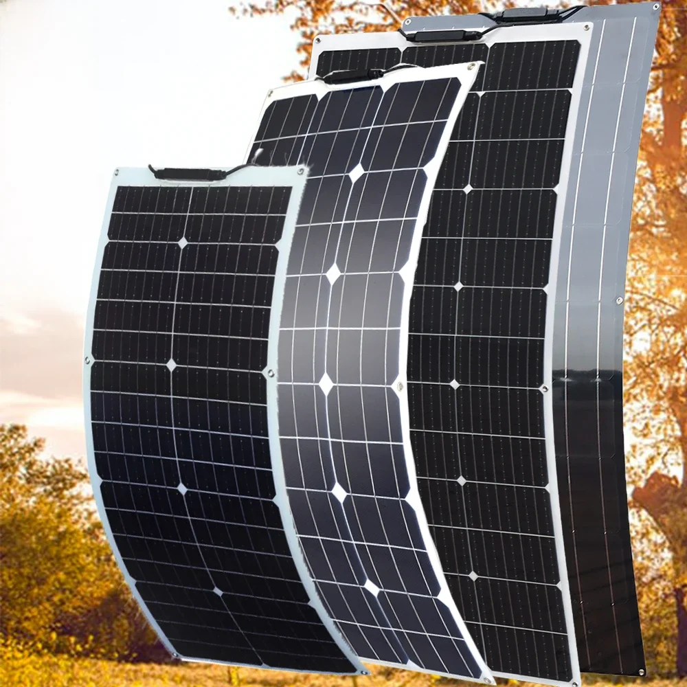 XINPUGUANG Flexible Solar Panel kit Zestaw paneli słonecznych 150W 120W 100W 50W Elastyczny panel słoneczny 18v Ładowarka akumulatorów 12V Zestaw ogniw słonecznych do kampera kempingowego Kemping — zdjęcie produktu 7