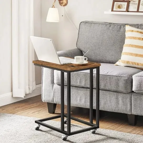 VASAGLE Beistelltisch (2-St), mit Rollen, C-Form, mobiler Kaffeetisch, 35 x 50 x 60 cm