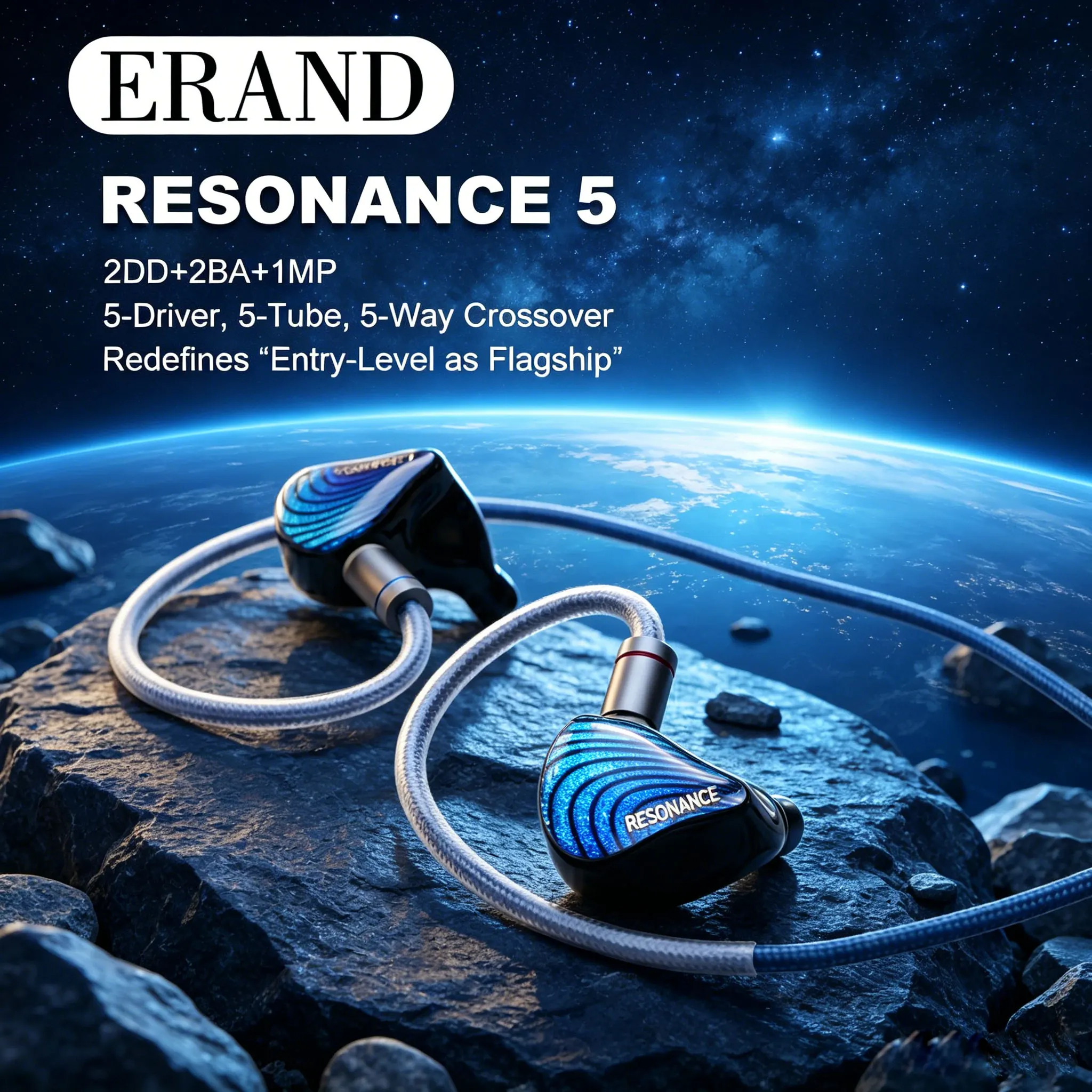 ERAND RESONANCE 5 2DD+2BA+1MP Hybrid IEMs Wired HIFI In-ear Earphones 5-driver 5-tube 5-way Monitor Headphones Earbuds