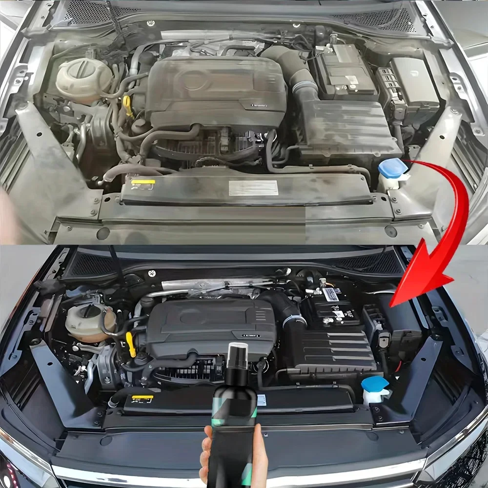 Nettoyeur de baie de moteur de voiture, restaurateur de retour au noir brillant, produits de voiture en plastique et cuir, restauration de revêtement de polissage de moteur automobile