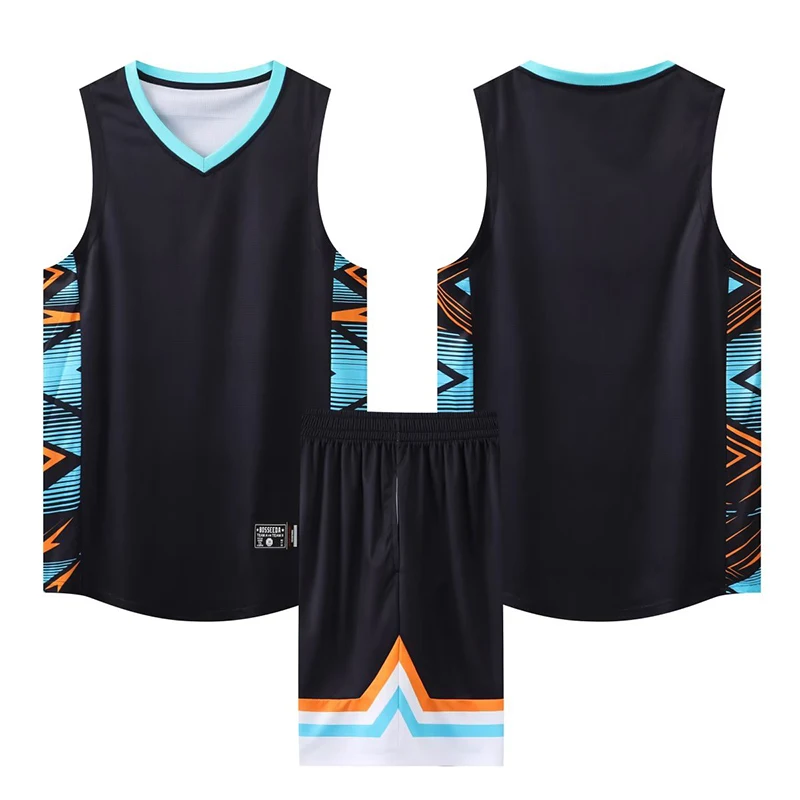 Youth Men Kids Basketball Jersey Big Size Quick-dry Breathable Training Set Vest And Shorts Name Number Logo Sponsor