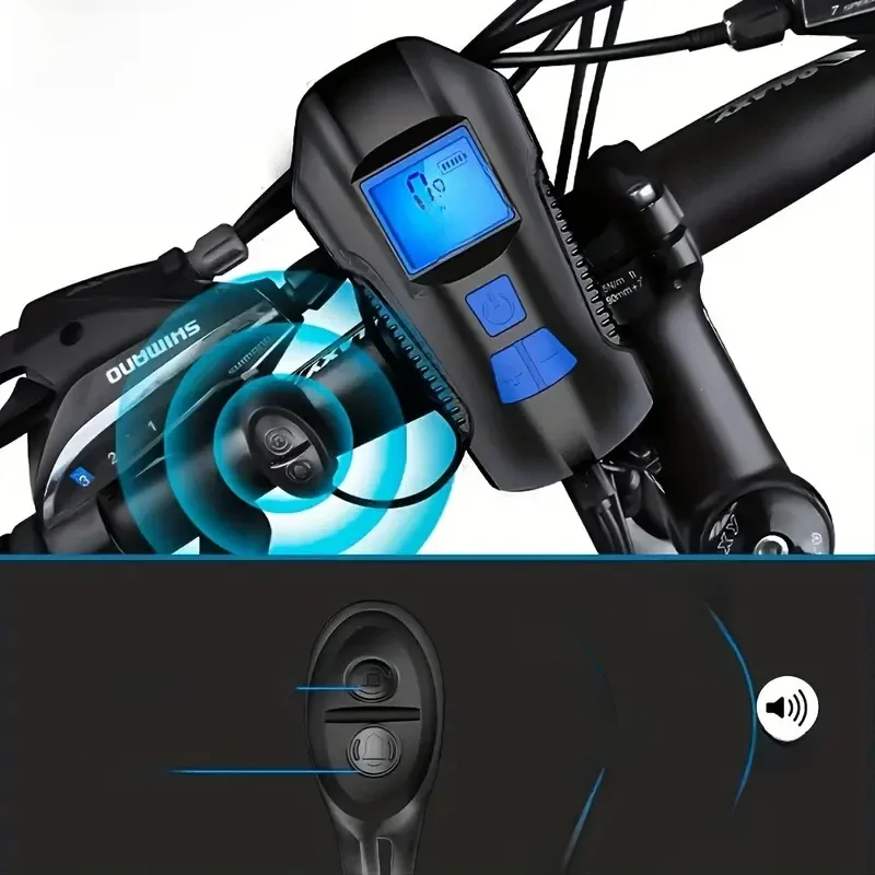 AliExpress cycle zone 3 in 1 Bicycle Front Light with Horn Bike Light USB Rechargeable Waterproof Speedometer Cycling