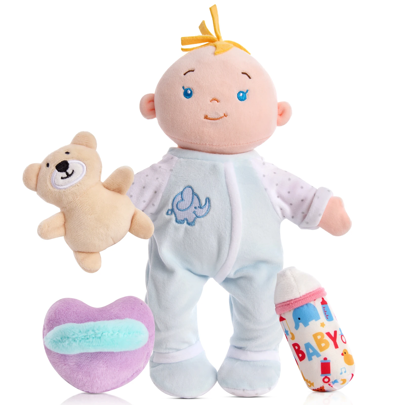 

12 inch Baby Stella Dolls ,Soft Blue Cloth and Rag Doll First Baby Doll for Ages 1 Year and Up ,straps Baby Doll Set,Best