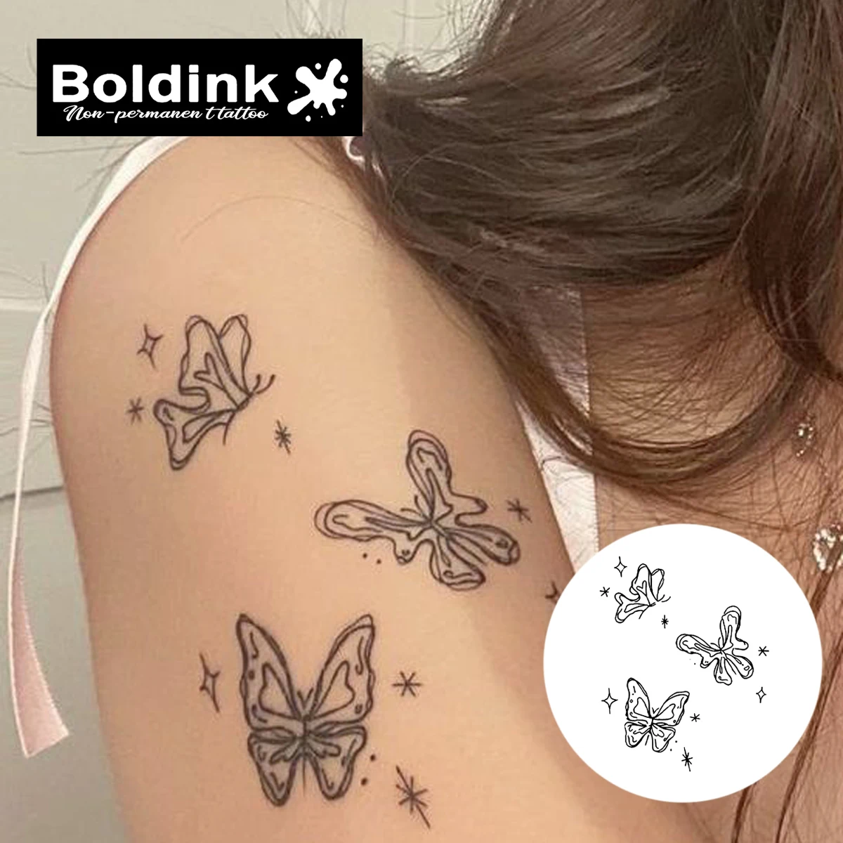Butterflies Temporary Tattoo,Lasts To 15 Days New Technology Magic Waterproof Semi Permanent Sticker.