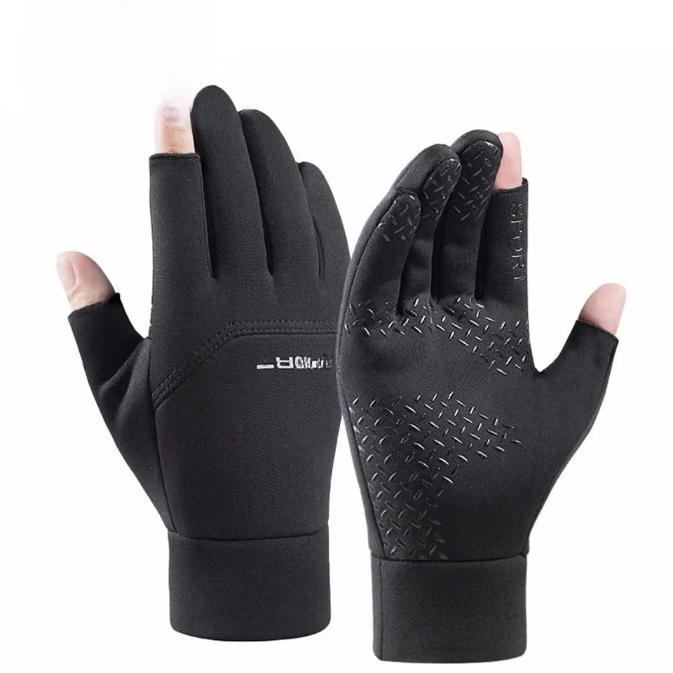 AliExpress GTUBIKE Winter Fishing Men's Gloves Women Cycling Warm Anti-Slip Gloves for Fishing Sports Touch Screen Two Fingers Cut