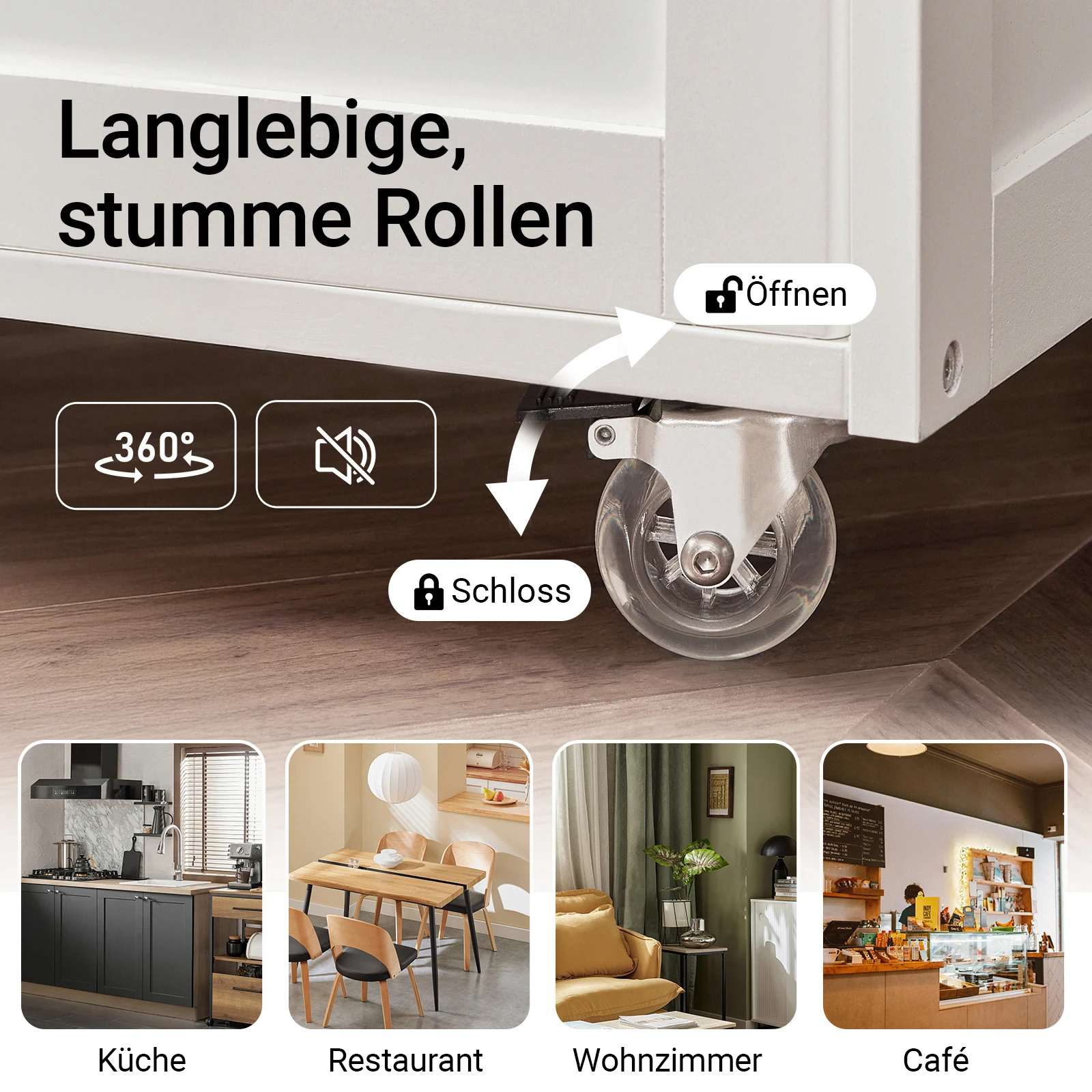SoBuy FKW45 Servierwagen mit Flaschenablagen Küchenwagen zum Rollen Kücheninsel freistehend Für Küche, Wohnzimmer, Esszimmer – Detail 8