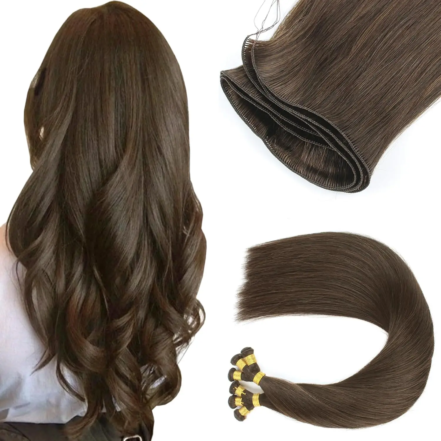 

Sixstarhair, 3 шт., ручная работа, наращивание утка, наращивание волос, 50 г, 18/20 дюймов, пришивные наращивания, настоящие человеческие волосы Remy для женщин