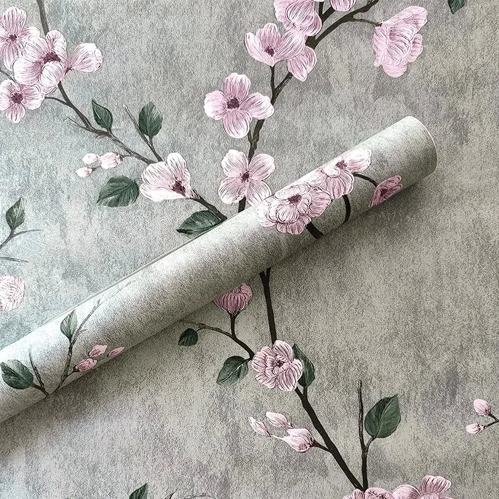 Papier peint à décoller et à coller gris Floral, rouleau auto-adhésif à fleurs, papier de Contact amovible et imperméable, décor de rénovation de Table pour meubles