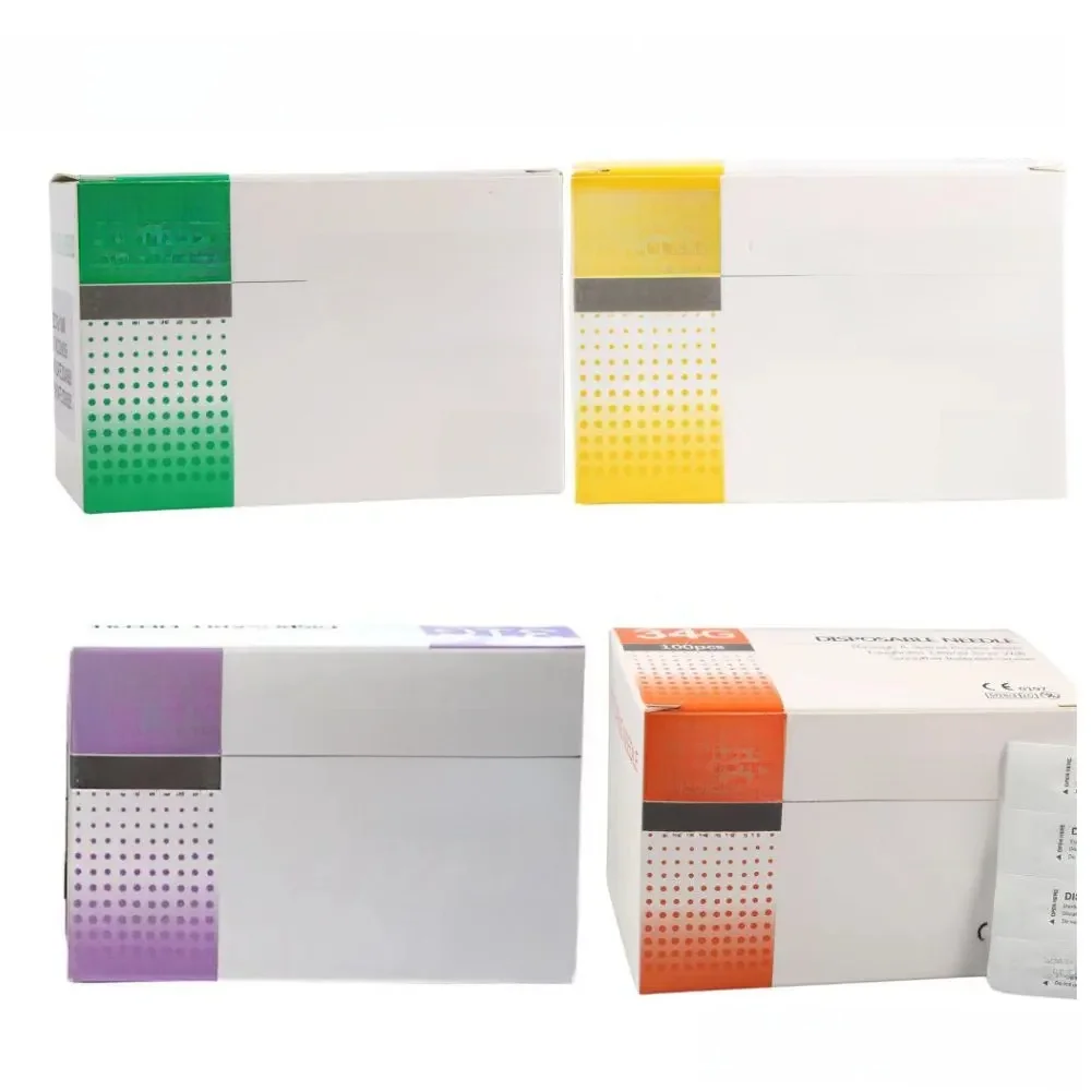 100 pièces 30G 31G 32G 33G 34G 4/6/13mm aiguille indolore beauté aiguille de perçage ultrafine aiguille de remplissage hypodermique