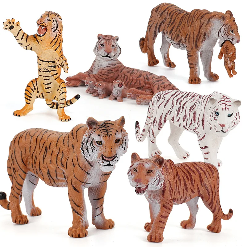 Simulatied Wildlife Forest Animal World Manchurian Tiger Set Model Action Figrues Beast of Prey Figurines Educational Kids Toys