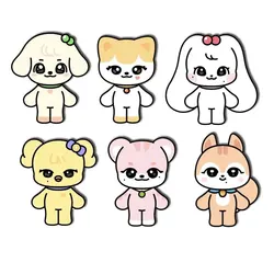 IVE MINIVE Cartoon Figure  Acrylic Brooche WonYoung YuJin GANGANJI  Rei LEESEO LIZ Pins Backpack Badge For Kids Adults Fans Gift