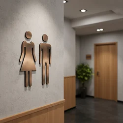 Man&Woman WC Stickers Toilet Signs Restroom Washroom Signage Plaque Bronze