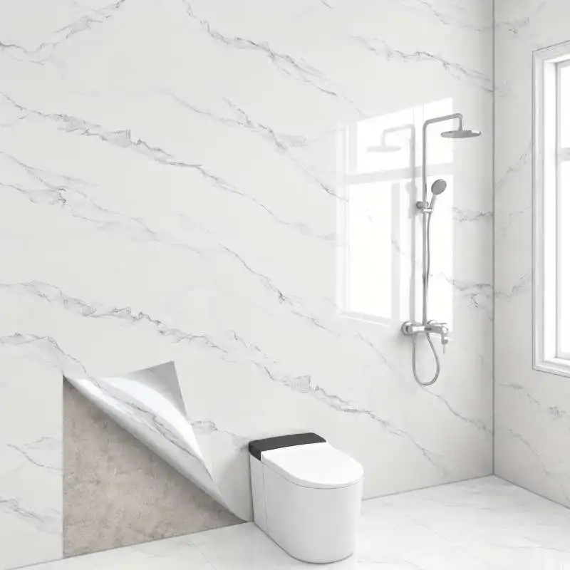 Faux Marble Self-Adhesive Wallpaper Waterproof And Stain-Resistant Suitable For Renovating Bathroom And Kitchen Walls.