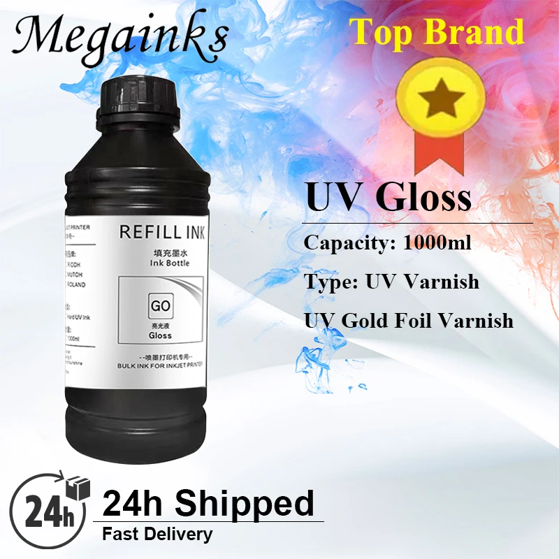 1000ml UV Hot Stamping Varnish Gloss Ink UV Gold Foil Varnish Ink For UV Flatbed Printer For UV DTF Printer