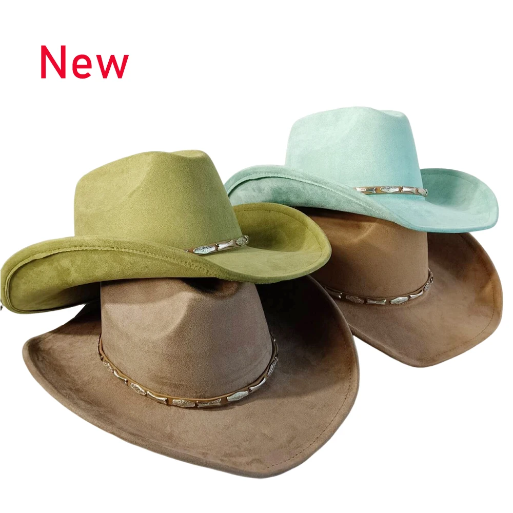 

Western cowboy suede cowboy hat, wide-brimmed cowboy hat, with accessories, unisex party hat, Panama hat, riding party hat, Mexi