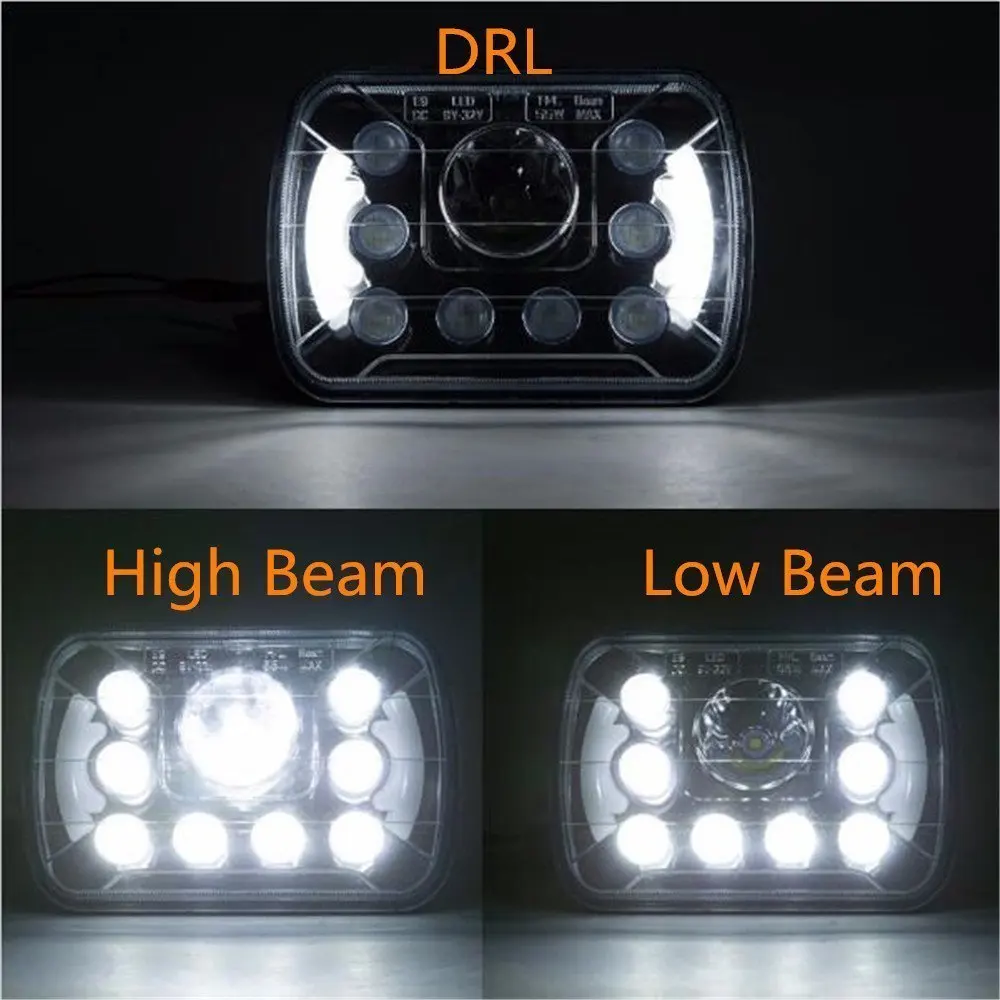 SXMA LED6455 Headlight with Angel Eye Off-road DRL 55W LED Work Light Driving Headlamp 7'' for Wrangler YJ Cherokee XJ Truck 1PC