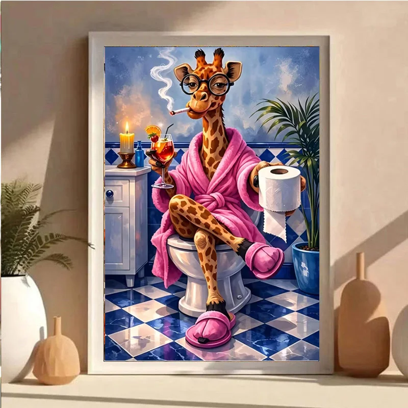 AB Diamond DIY Diamond Painting Set, featuring a giraffe design on a toilet seat, is an ideal choice for adults and beginners.