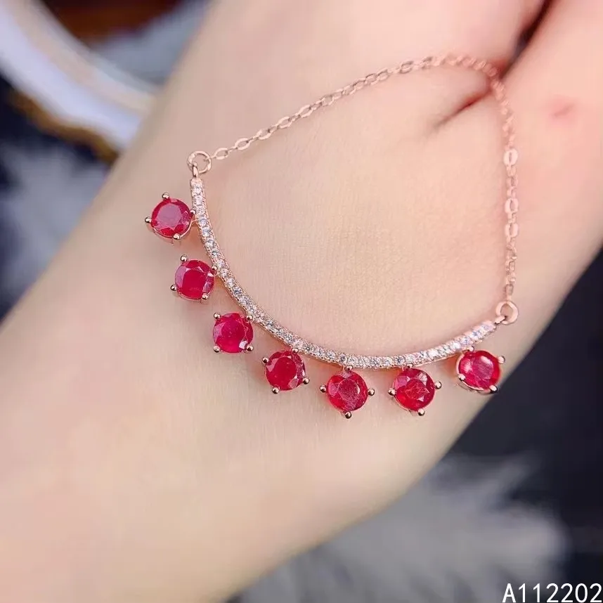 

KJJEAXCMYJewelry Natural Ruby 925 Sterling Silver Inlaid Pendant Women's Necklace Wedding Party Gift for Girlfriend