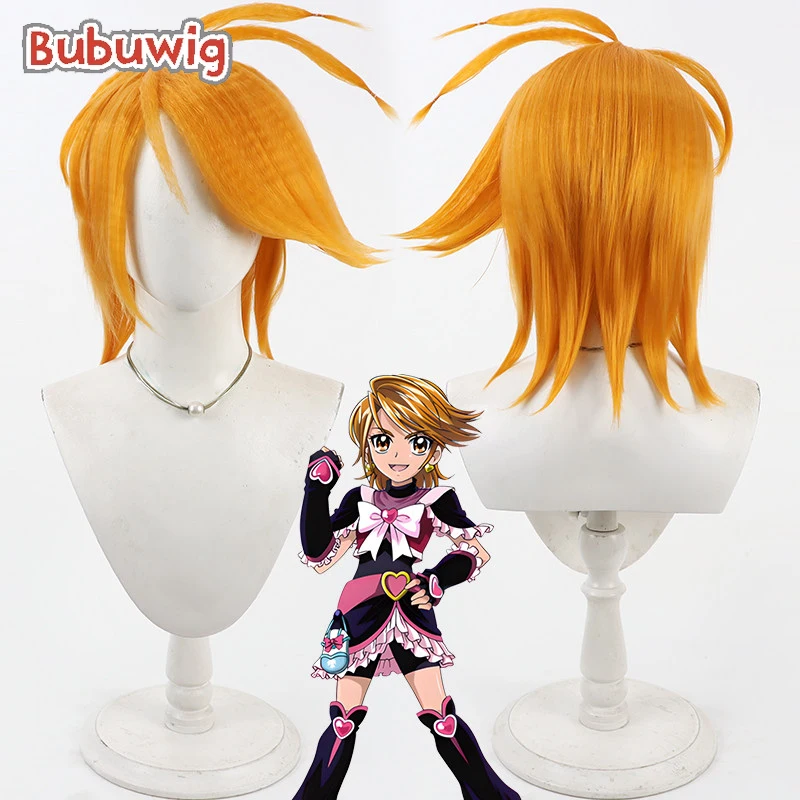 Bubuwig Synthetic Hair Misumi Nagisa Cosplay Wigs Futari wa Pretty Cure Cure Black Misumi Nagisa Short Orange Wig Heat Resistant