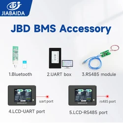 Akcesoria do JIABAIDA BMS BT UART Box RS485 wyświetlacz LCD kablowe do części zamiennych JBD Smart BMS