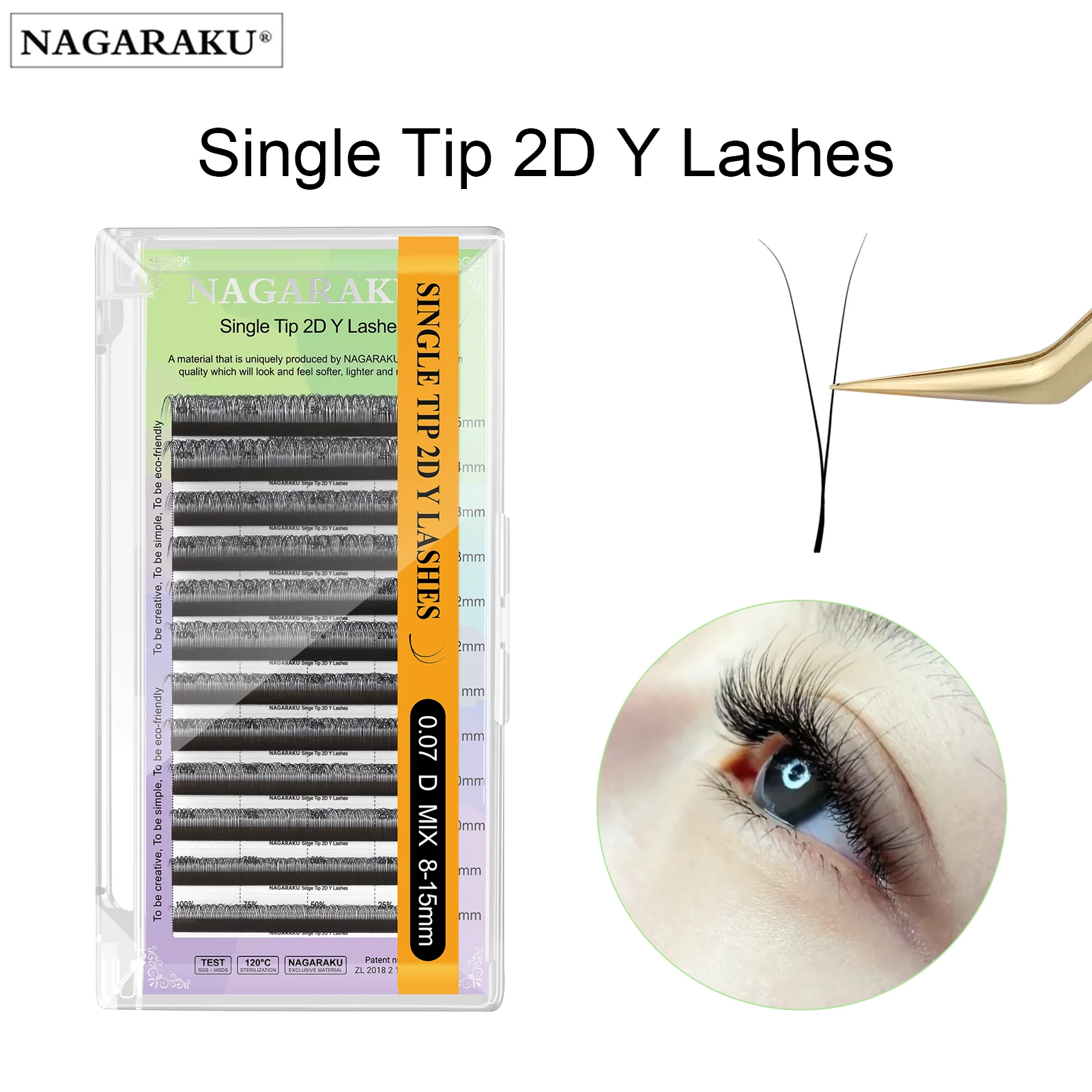 NAGARAKU Single Tip 2D Y Shape Lash All Size Hand Woven Premium Soft Light Natural Eyelashes Extension