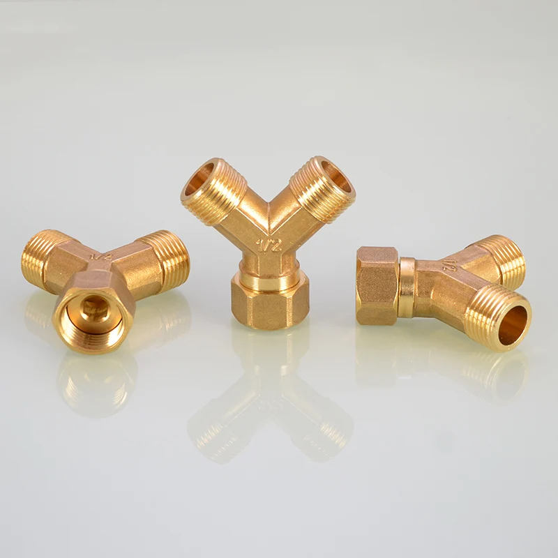 3 Cổng Kết Nối 1/2 "Nữ Nam Y Hình DN15 Bộ Chia Khối Mạ Niken Đồng Ống Khớp Nối bộ Chuyển Đổi Nước Gas