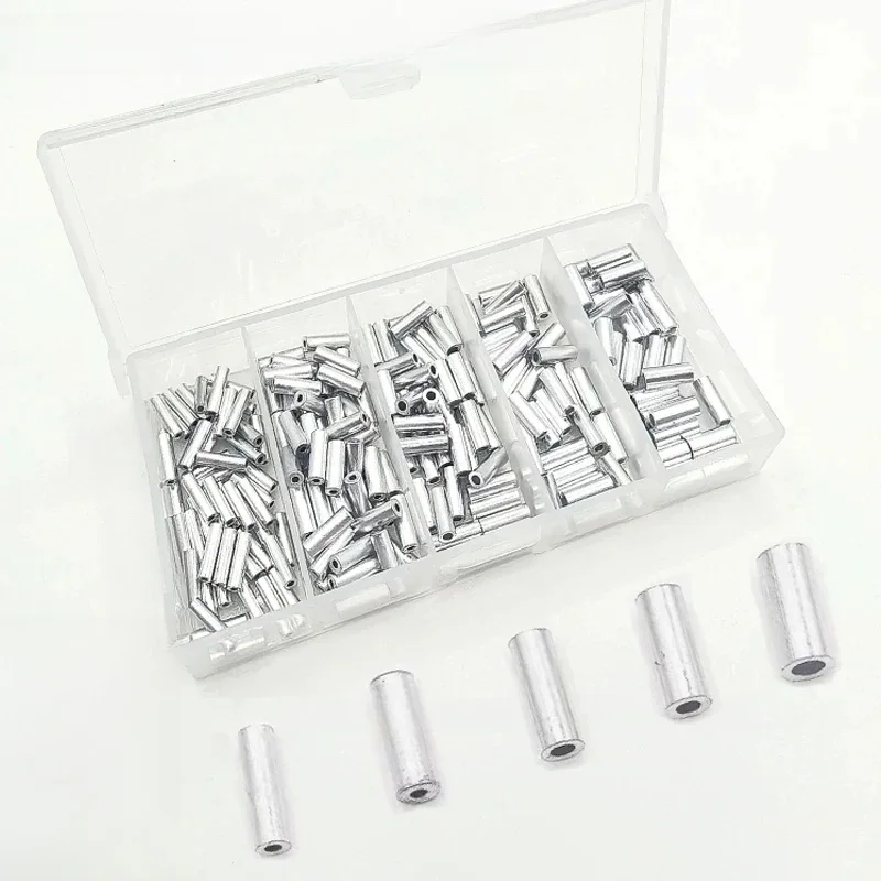 Manchon à sertir de pêche en tube d'aluminium, tube de ligne de pêche, accessoires de connecteur de manchon à sertir en aluminium pour ligne de pêche, 150 à 200 pièces