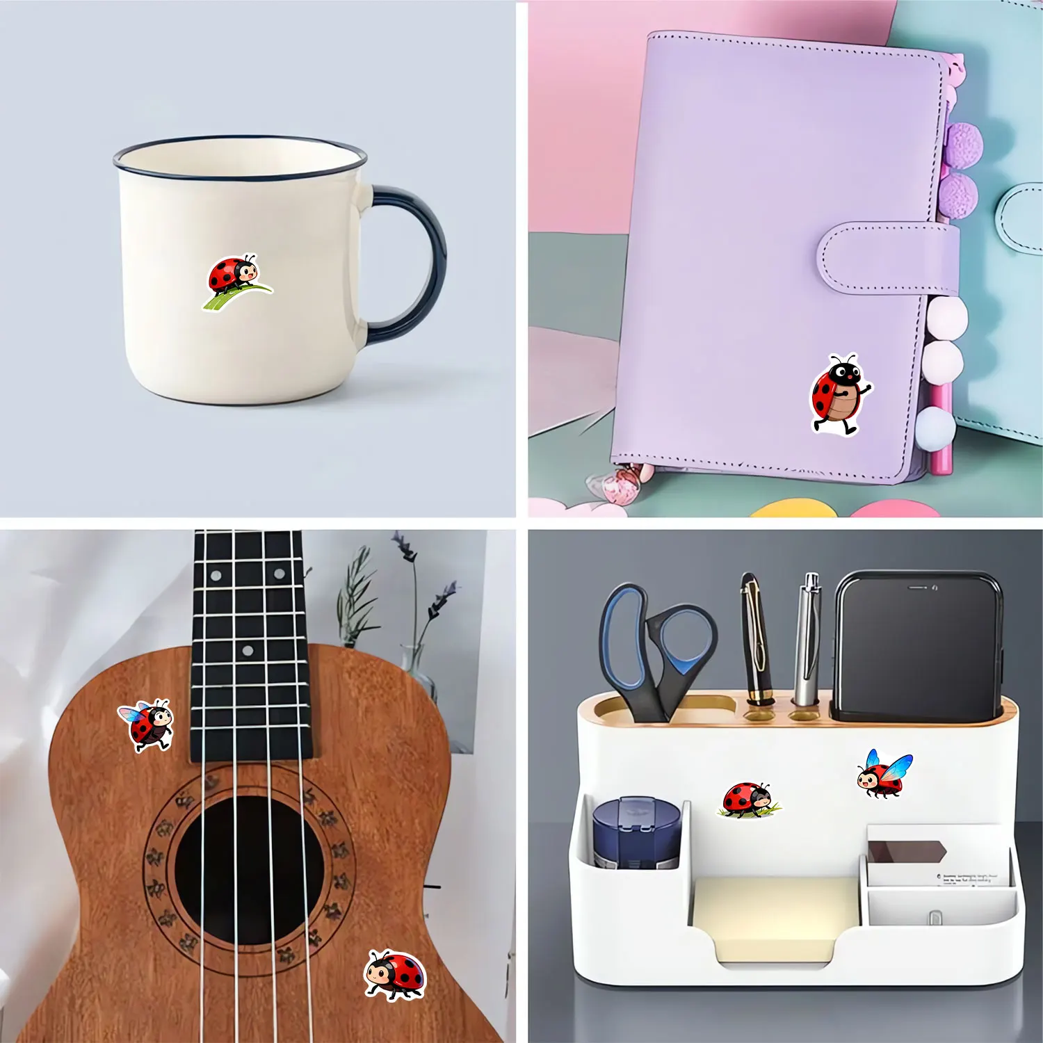 1Roll(500Pcs)10 Irregular Cartoon ladybugs Stickers 2.5cm/1'' Art Craft Decoration Graffiti Seal Gift Scrapbook Labels image 4
